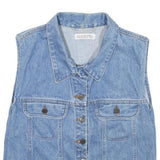 Womens Blue Denim Cotton Button Jacket Vest S Silhouettes Casual Sleeveless