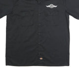 DICKIES Mens Black L Workwear Short Sleeve Shirt Cotton Polyester Blend