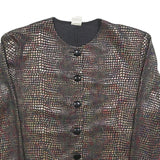 DIVINA Womens Brown Button Jacket S Polyester Blend Patterned Cropped Stylish
