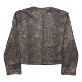 DIVINA Womens Brown Button Jacket S Polyester Blend Patterned Cropped Stylish
