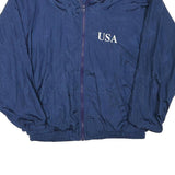 SANTIAGO Mens Blue Polyester Blend Zip Jacket L Plain Lightweight Windbreaker