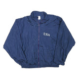 SANTIAGO Mens Blue Polyester Blend Zip Jacket L Plain Lightweight Windbreaker