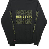 CHAMPION Mens Black Natty Labs Cotton Blend Pullover Hoodie L Hooded Sweatshirt