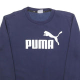 PUMA Mens Blue Crew Neck Sweatshirt S Cotton Blend Pullover Sport Casual