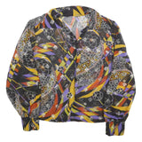 Womens Black Yellow Purple Printed Basic Long Sleeve Collared Shirt M Stylish