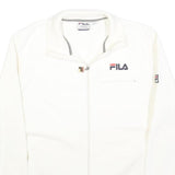 FILA Mens White Cotton Blend Jacket L Zip Plain Casual Sportswear