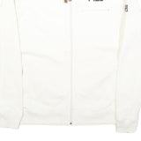 FILA Mens White Cotton Blend Jacket L Zip Plain Casual Sportswear