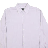 JAEGER Mens White Plain Shirt L Classic Long Sleeve Button Collar Cotton Blend