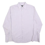 JAEGER Mens White Plain Shirt L Classic Long Sleeve Button Collar Cotton Blend