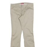 DICKIES Womens Cotton Blend Beige Slim Straight Trousers W32 L32 Workwear Zip
