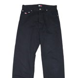 TOMMY HILFIGER Mens Cotton Black Classic Straight Trousers W30 L31 Button