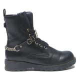 GUESS Womens Combat Boots Black Leather UK 4 Lace-Up Chunky Sole Stylish