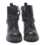 GUESS Womens Combat Boots Black Leather UK 4 Lace-Up Chunky Sole Stylish