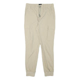 H&M Womens Polyester Blend Beige Slim Cargo Trousers Drawstring W28 L29