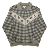 RAFAEL Womens Grey & Cream Checked Zip Jacket XL Acrylic Blend Patterned Casual