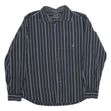 NAUTICA Mens Black & Blue Striped Cotton Shirt XL Classic Fit Button Down