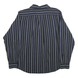 NAUTICA Mens Black & Blue Striped Cotton Shirt XL Classic Fit Button Down