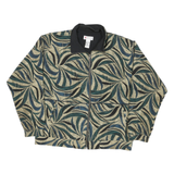 LAVON Womens Green Beige Abstract Pattern Nylon Jacket L Zip Classic Fit