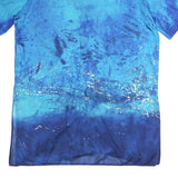 GOTTEX Womens Blue Printed Shirt Short Sleeve Collared XL Button Front