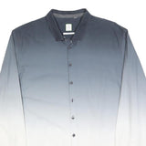 CALVIN KLEIN Mens Blue & White Shirt XL Cotton Blend Ombre Button Down