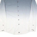 CALVIN KLEIN Mens Blue & White Shirt XL Cotton Blend Ombre Button Down
