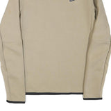 NIKE Mens Beige Cotton Blend Crew Neck Sweatshirt S Logo Detail Zip Pocket