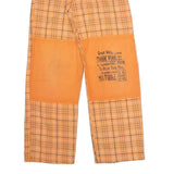 THINK PINK Womens Cotton Blend Orange Checked Relaxed Drawstring Trousers W22