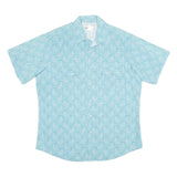 WRANGLER Mens Light Blue Paisley Cotton Shirt L Summer Casual Short Sleeve