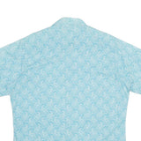 WRANGLER Mens Light Blue Paisley Cotton Shirt L Summer Casual Short Sleeve