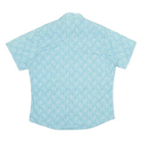 WRANGLER Mens Light Blue Paisley Cotton Shirt L Summer Casual Short Sleeve