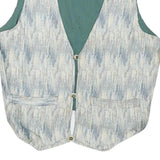 Womens Blue & White Pattern Button Cotton Blend Jacket M Stylish Casual Vest