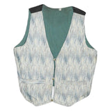 Womens Blue & White Pattern Button Cotton Blend Jacket M Stylish Casual Vest