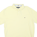 TOMMY HILFIGER Mens Yellow Polo Shirt XL Cotton Blend Short Sleeve Plain Basic