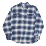 JACHS Mens Blue & White Check Shirt M Cotton Blend Long Sleeve Button