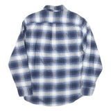 JACHS Mens Blue & White Check Shirt M Cotton Blend Long Sleeve Button