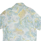TODAY Womens Blue & Yellow Printed Shirt Short Sleeve Collared L Summer Top