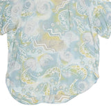 TODAY Womens Blue & Yellow Printed Shirt Short Sleeve Collared L Summer Top