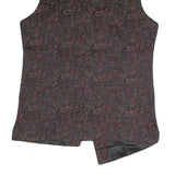 Mens Black & Maroon Patterned Button Jacket S Polyester Blend Woven Stand-Up