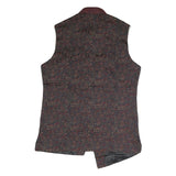 Mens Black & Maroon Patterned Button Jacket S Polyester Blend Woven Stand-Up