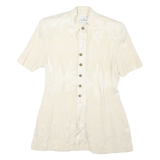 Womens Cream Short Sleeve Button Jacket L Synthetic Plain Lightweight Summer