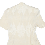 Womens Cream Short Sleeve Button Jacket L Synthetic Plain Lightweight Summer