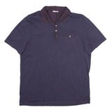 CALVIN KLEIN Mens Blue Short Sleeve Plain M Cotton Button Pocket Polo Shirt