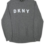 DKNY Mens Grey Pullover Relaxed Fit Cotton Blend Jumper High Neck Basic Knit M