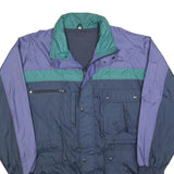 Mens Blue & Green Colourblock Classic Jacket L Polyester Blend Windbreaker Zip