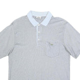 LACOSTE Mens Grey & White Short Sleeve Plain M Polo Shirt Cotton Blend Casual