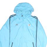 ADIDAS Mens Blue Outdoor Jacket M Polyester Zip Hooded Sportswear Light