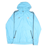 ADIDAS Mens Blue Outdoor Jacket M Polyester Zip Hooded Sportswear Light