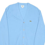 IZOD LACOSTE Womens Blue Plain V-Neck Button Up Jumper XL Acrylic Knitwear