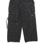 H&M Womens Black Relaxed Cargo Denim Light W28 L30 Cotton Blend Casual Pockets
