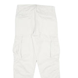 ZARA Mens White Cotton Blend Regular Cargo Trousers W30 L30 Utility Pockets Zip